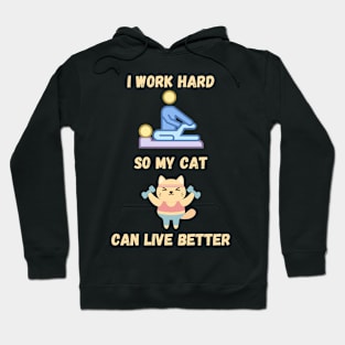 I Work Hard So My Cat Can Live Better Funny Cat Physiotherapy Hoodie